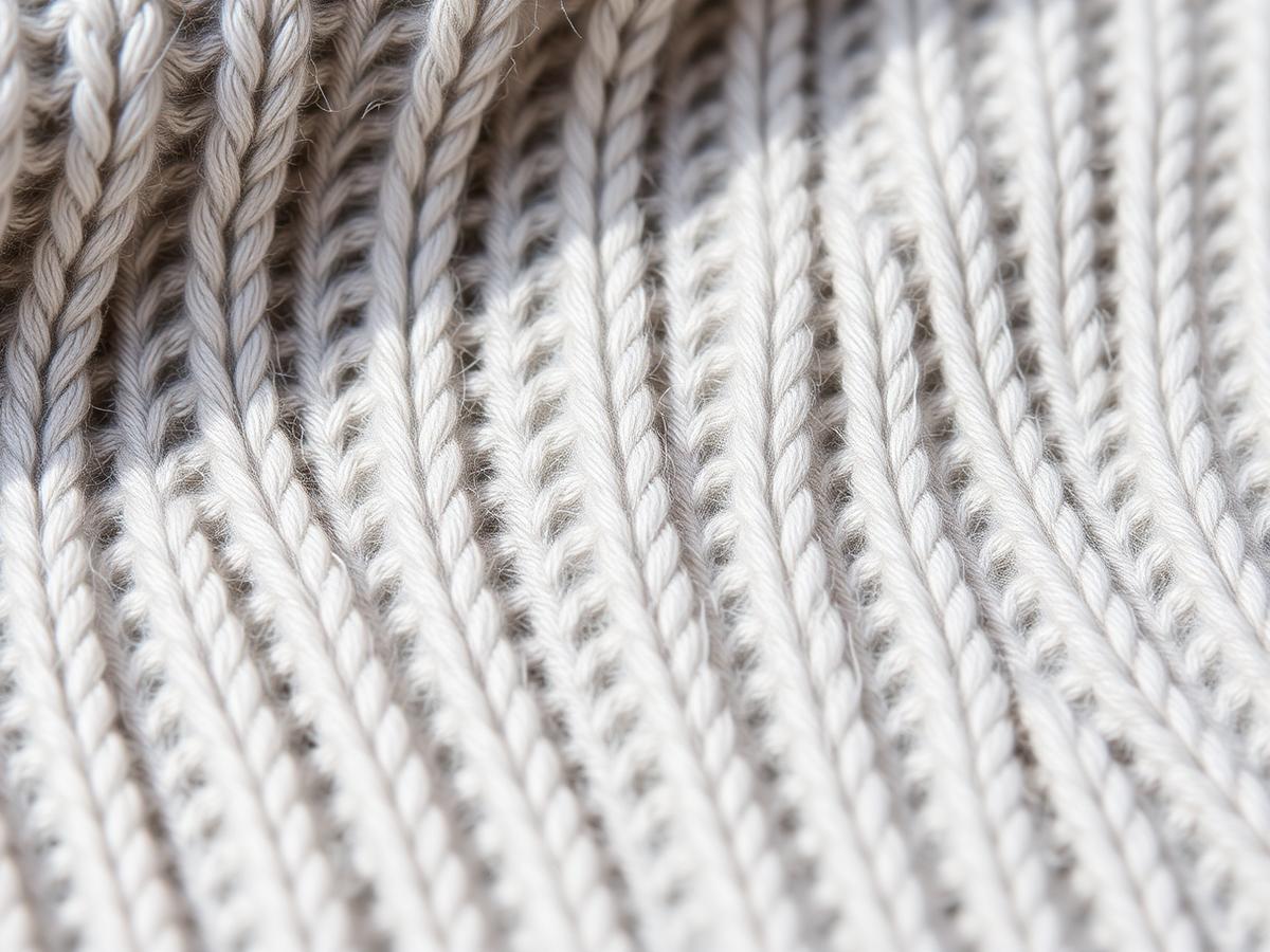 Macro detail of fine merino wool rib knit